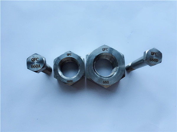 Cargols i femelles hexagonal de 660 aliatges, fixadors din1.4980